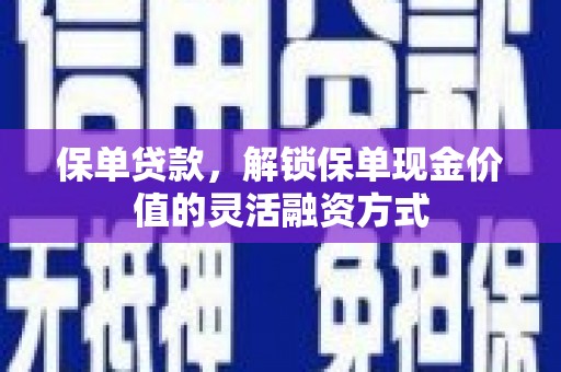 宛城保单贷款，解锁保单现金价值的灵活融资方式