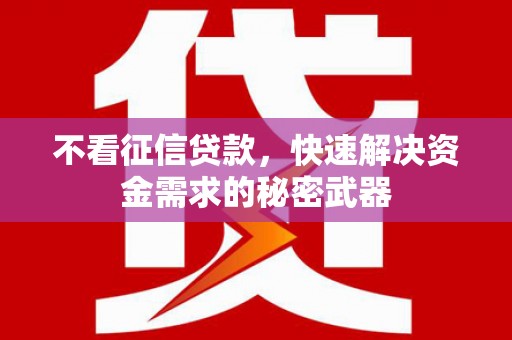 米东不看征信贷款，快速解决资金需求的秘密武器