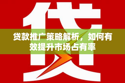 肥乡贷款推广策略解析，如何有效提升市场占有率